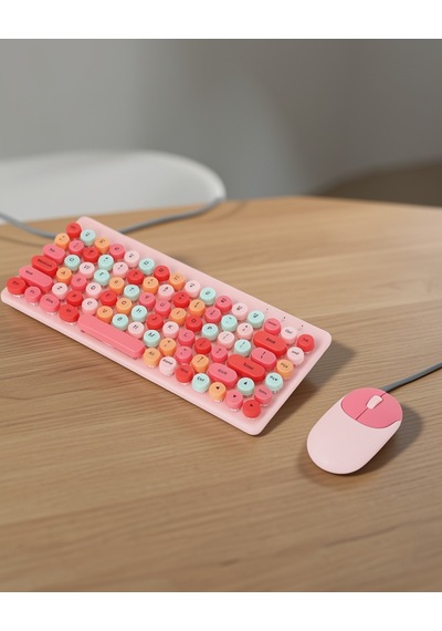 Bluetooth Klavye Ve Mouse Seti Uczzzqw02pembeklavyemouse-5 Diğer