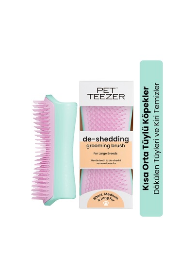Pet Teezer Deshedding - Mint / Pink Yeşil Pembe Köpek Bakım Fırçası