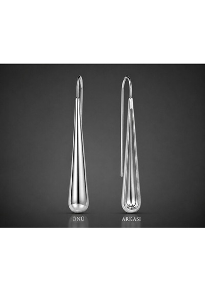 Kadın Gümüş Renk Minimal Damla Küpe Uzun İnce Tasarım 5.5 Cm Mode