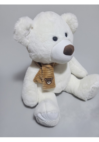 Peluş 45 Cm Atkılı Ayıcık Krem