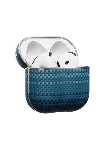 Apple Uyumlu AirPods Pro 2 Kılıf Aramid Fiber Pitaka Tactile Woven Sunset-moonrise Serisi Sunset Kapak Mavi