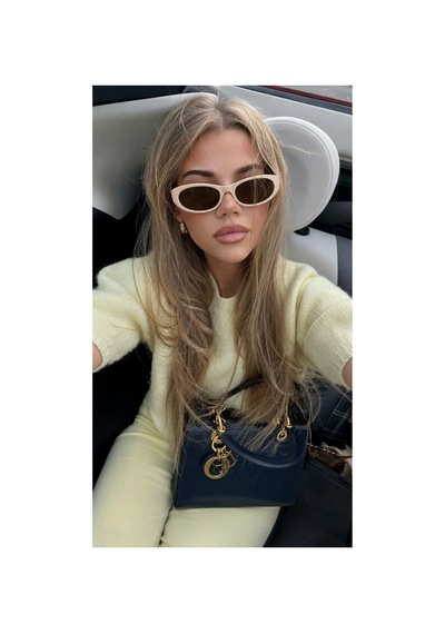 Laurent Slim Tasarım Ince Uv400 Unisex Krem Bej Kahverengi Güneş Gözlüğü Kahverengi