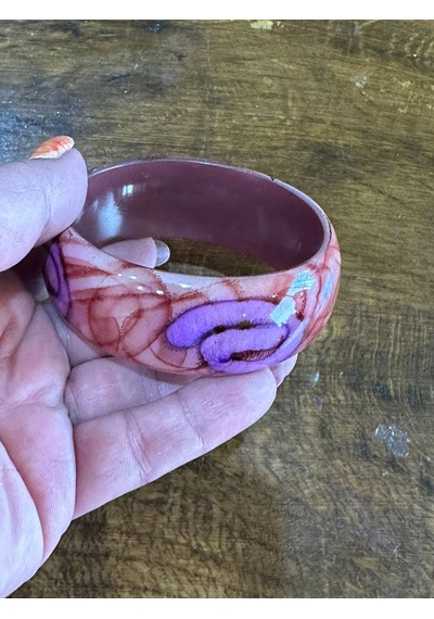 Kemik Renkli Desenli Kadın Hint Bileziği Çap 7 Cm Çok Renkli