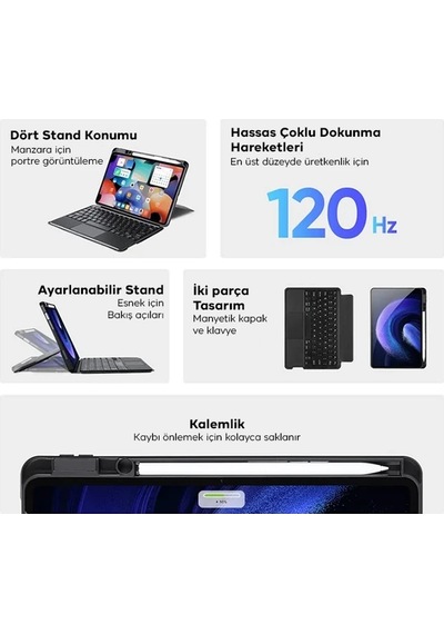 Dux Ducıs Samsung Galaxy Uyumlu Tab S9 + Ayrılabilir Bluetooth Klavye Touchpad Pu Deri Kılıf- 5775