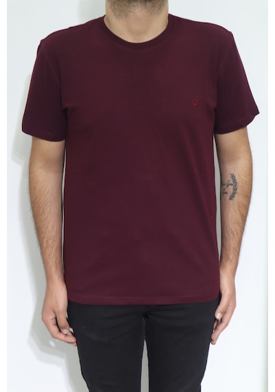 Santa Dmc Tekstil Erkek Düz Spor Kesim Normal Kalıp Bisiklet Yaka T-shirt Bordo