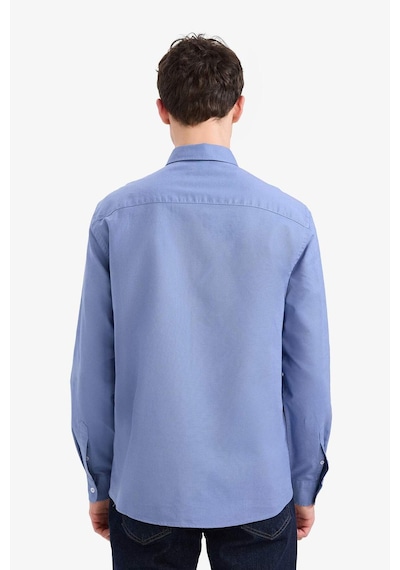 DeFacto Regular Fit Polo Yaka Keten Yazlık Uzun Kollu Gömlek E1729AX25SPBE783