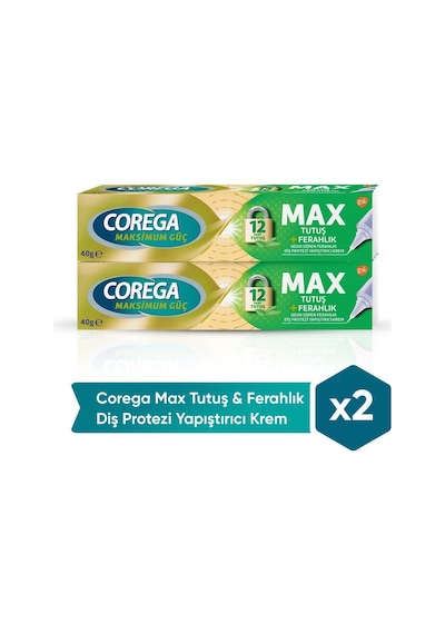 Max Tutuş & Ferahlık Diş Protezi Yapıştırıcı Krem 40g X 2 Adet