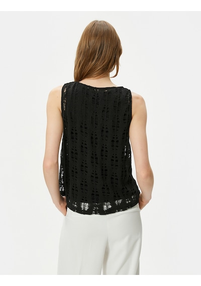 Koton Halter Yaka Atler Ajur Detaylı Siyah 4wak10313ek Siyah