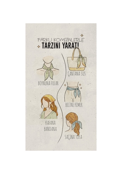 Inno 60x60 Cm Premium Saten Desenli Dikişli Fular Mor
