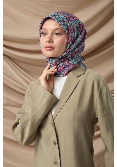 Silk Home Soft Eşarp 73093-10 Fuşya, Bebe Mavi, Lacivert, Gümüş