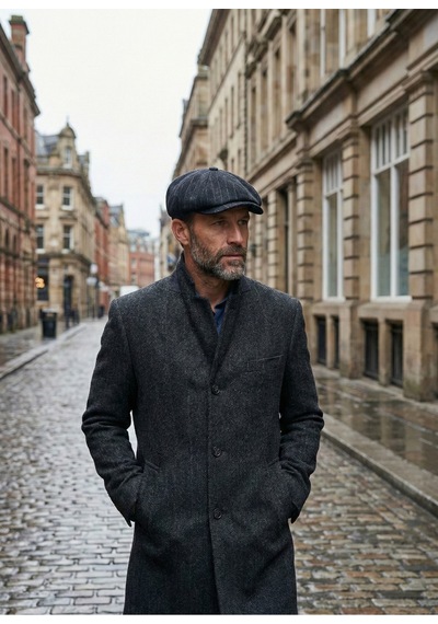 Emybox Erkek Kaşe 8 Köşe Kasket Şapka Klasik Retro- Peaky Blinders Tarzı Lastikli Standart Beden 18