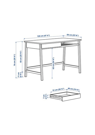 Ikea Beteshäst Çalışma Masası, Açık Bambu, 120x60 Cm