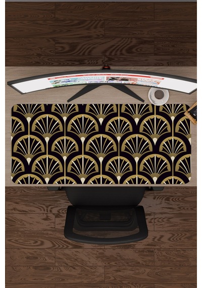 Art Deco Tarzı Kaymaz Dikişli Kauçuk Oyuncu Mousepad V1 - 90x40 Xxl Gaming Mouse Pad Fare Altlığı