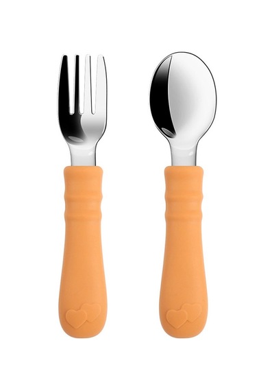 304 Paslanmaz Çelik Turuncu Bebek Kaşık Ve Çatal Set Cin930tr Turuncu
