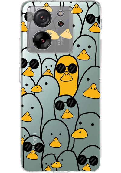 Xiaomi Mi 13t Uyumlu Kamera Korumalı Duck Tasarımlı Şeffaf Silikon Kılıf Şeffaf