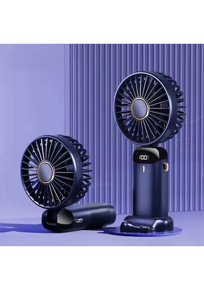 Mini El Fanı 5 Kademeli Dijital Led Göstergeli Boyun Askılı Mini Klima Vantilatör
