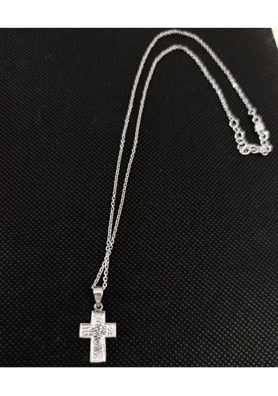 Oriental Kuyumculuk Jewellery Küçük İşçilikli Haç Gumus Kolye Gümüş