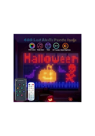 Led Işıklı Akıllı Perde Animasyonlu Uzaktan Kumanda Sevgili Eğlence Parti Yılbaşı 2x2 Mtr 400 Ledli Çok Renkli - 787020464 Çok Renkli