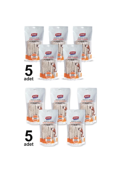 Warf Doğal Munchy Gerçek Aromalı Dana Yürekli+İşkembeli 5+5  adet