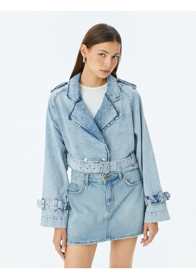 Koton Kruvaze Yaka Kemer Detaylı Oversize Biker Kot Ceket Açık İndigo 5sal50007md Açık İndigo Koton Kruvaze Yaka Kemer Detaylı Oversize Biker Kot Ceket Açık İndigo 5sal50007md Açık İndigo