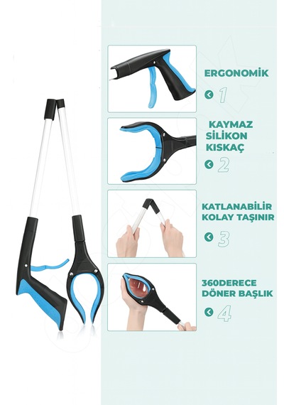 Çöp Toplama Aparatı Kıskacı Ve Yaşlı Engelli Uzanma Kıskacı - Çubuk Atık Yaprak İzmarit Toplama