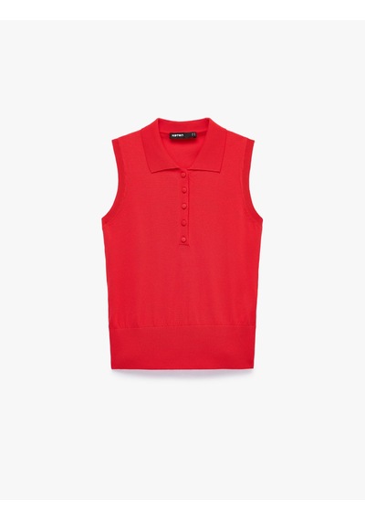 Koton Yarım Düğme Detaylı Polo Yaka Kolsuz Triko Atlet Tişört Kırmızı 7wak30009ht Koton Yarım Düğme Detaylı Polo Yaka Kolsuz Triko Atlet Tişört Kırmızı 7wak30009ht
