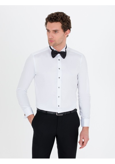 Cacharel Beyaz Slim Fit Smokin Gömlek