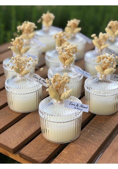 Bernami Mum Pinterest Nikah Nişan Söz Kına Hediyelik Mika Kutu Mum Kuru Çiçekli 20 Adet Mika Kutu Diğer