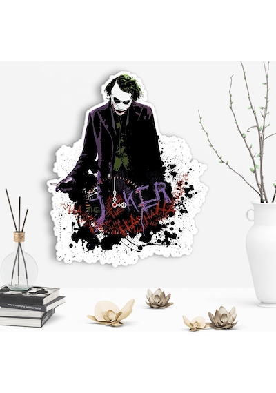 Dekoratif Joker Tasarımlı Ahşap Duvar Saati - 3 Çok Renkli