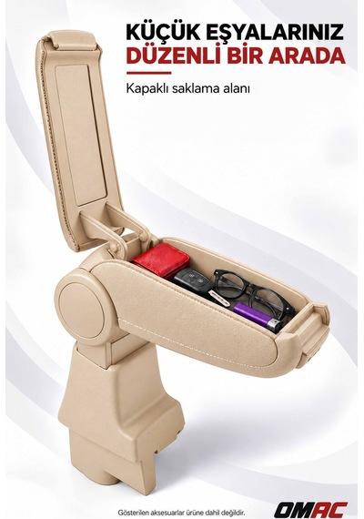 Nissan Juke 2010-2019 Uyumlu Kolçak Kol Dayama Bej Suni Deri Araca Özel