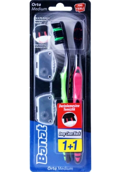 Banat Deep Clean Black 1 + 1 Kapaklı Diş Fırçası Medium