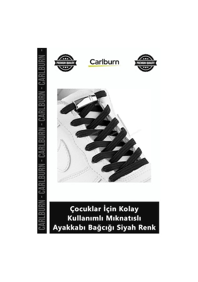 Carlburn Özel Üretim Pratik Manyetik Çocuklar İçin Kolay Kullanımlı Mıknatıslı Ayakkabı Bağcığı Siyah Renk Diğer