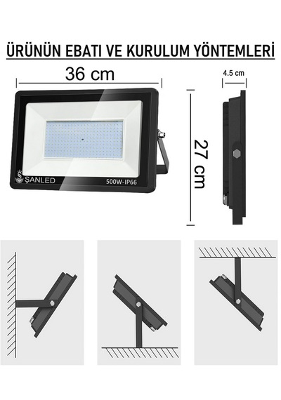 500w 30.000 Lümen 6500k Beyaz Işık Smd Led Projektör-2 Adet