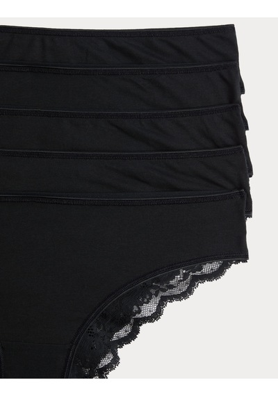 Marks & Spencer 5'li Dantel Detaylı Brazilian Külot Seti T61005184B Siyah