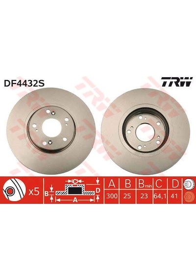 TRW DF4432S FREN DİSKİ ÖN ACCORD VII 03-08 HAVALI 300mm