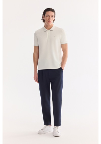 Avva Erkek Ekru Kıvrılmaz Polo Yaka Düğmeli Bi-stretch İnterlok Regular Fit T-shirt A61y1075