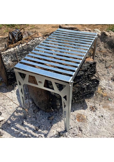 Kamp Ayısı Grillplate Katlanır Ateş Üstü Pişirme Ve Kamp Masası Gri
