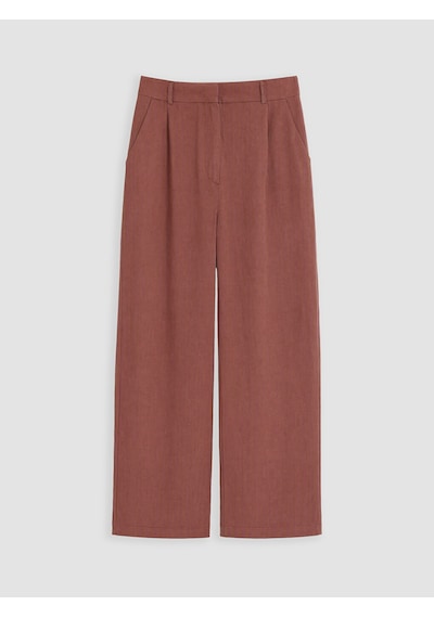 Lcw Comfort Kahverengi Geniş Paça Pileli Kadın Kumaş Pantolon
