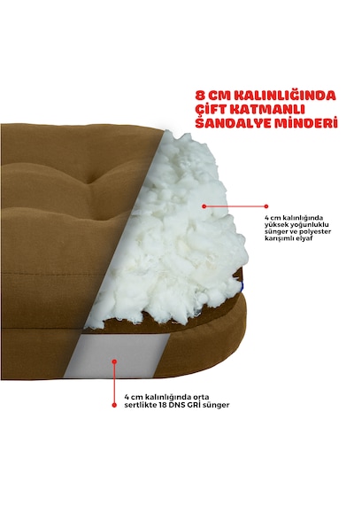 Xpermate Çift Kat Sandalye Minderi 42x42x8 Kahverengi