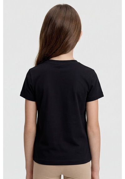 Siyah O Yaka Standart Fit Basic Unisex Çocuk T-shirt - 11328 Siyah