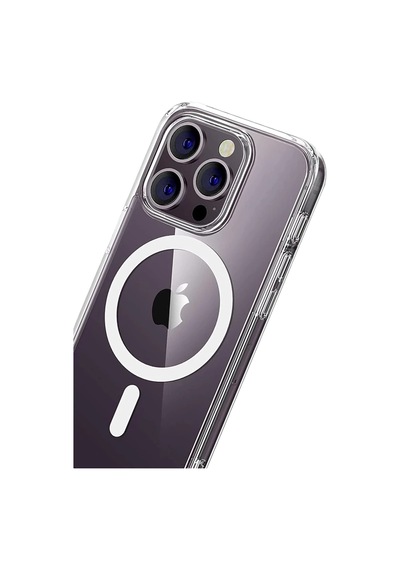 Apple iPhone Uyumlu  15 Pro Max Uyumlu Combo Sert Şeffaf Magsafe Kapak - Şeffaf