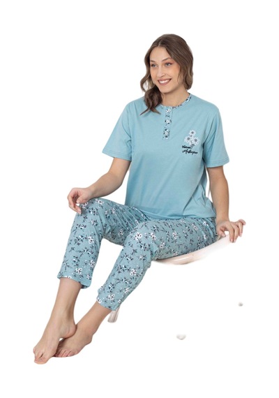 Abbas Erdem Erdem Kısa Kollu Pijama Takımı Dfn007 Mavi