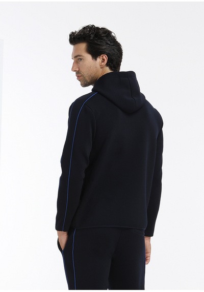 Ramsey Lacivert Kapüşonlu Düz Sweatshirt