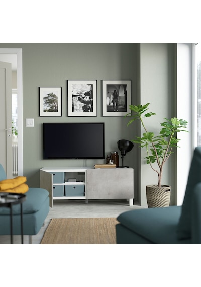 Tv Sehpası, Beyaz-açık Gri, 120x42x48 Cm, Kallvıken Gri