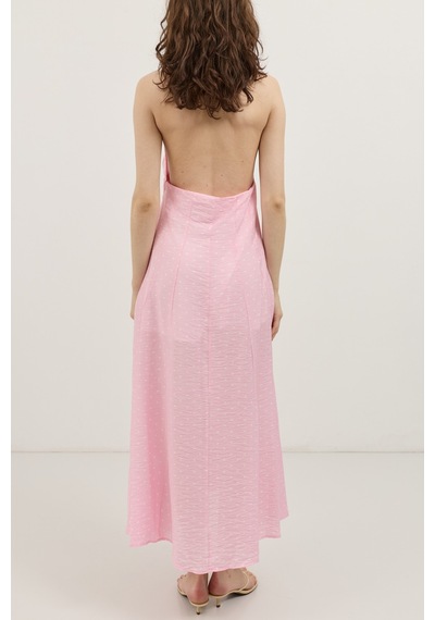 Antioch Halter Yaka Puantiyeli Kadın Elbise Pembe