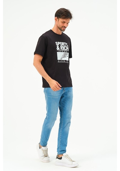 Rich Erkek Oversize Pamuk Tişört T-shirt SIYAH