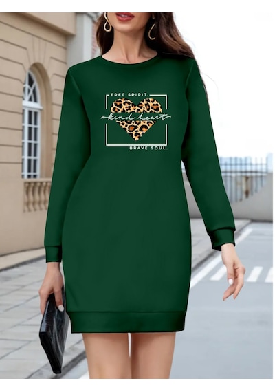 Kadın Uzun Kollu Bisiklet Yaka Desenli Viskon Iki Iplik Bluz Yeşil