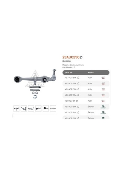 Asmetal 23au0250 Salıncak Alüminyum Ön Düz Cıvatalı A4 4b3407151a