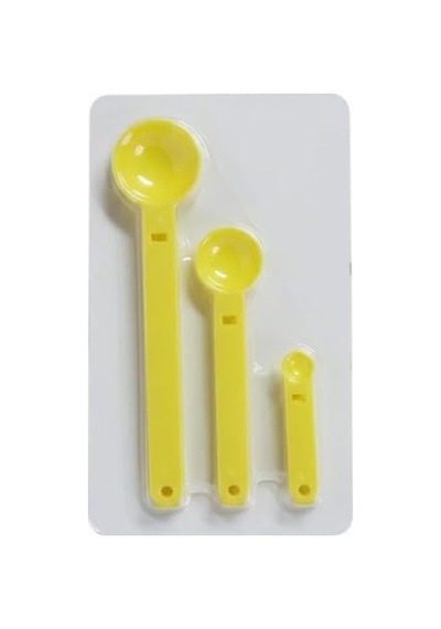 Renkli Plastik Ölçü Kaşık Seti, 3 Parça, Yeşil, 6.8cm, 12.4cm, 17.3cm