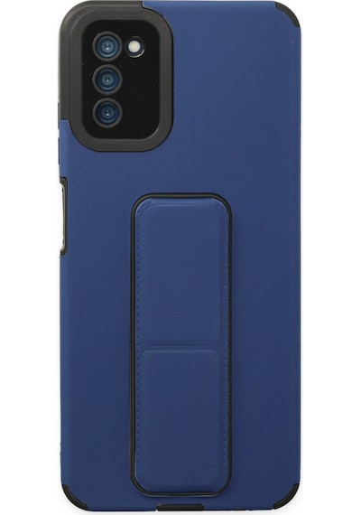Samsung Galaxy  Uyumlu,  A03s Kılıf Mega Standlı Silikon - Mavi